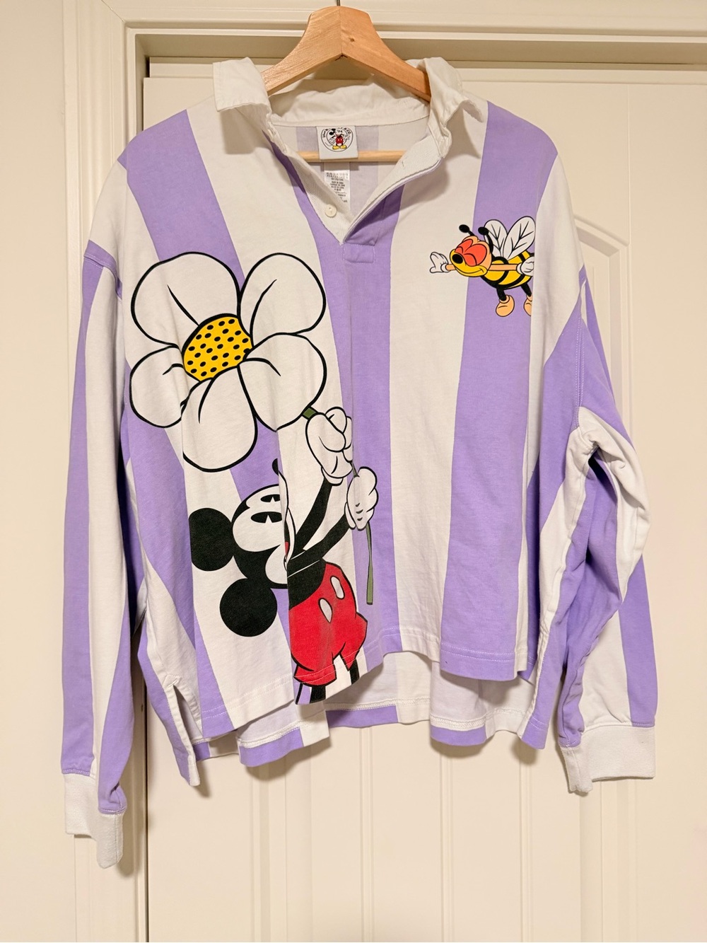 Disney Lavender and White Striped Mickey Rugby Shirt